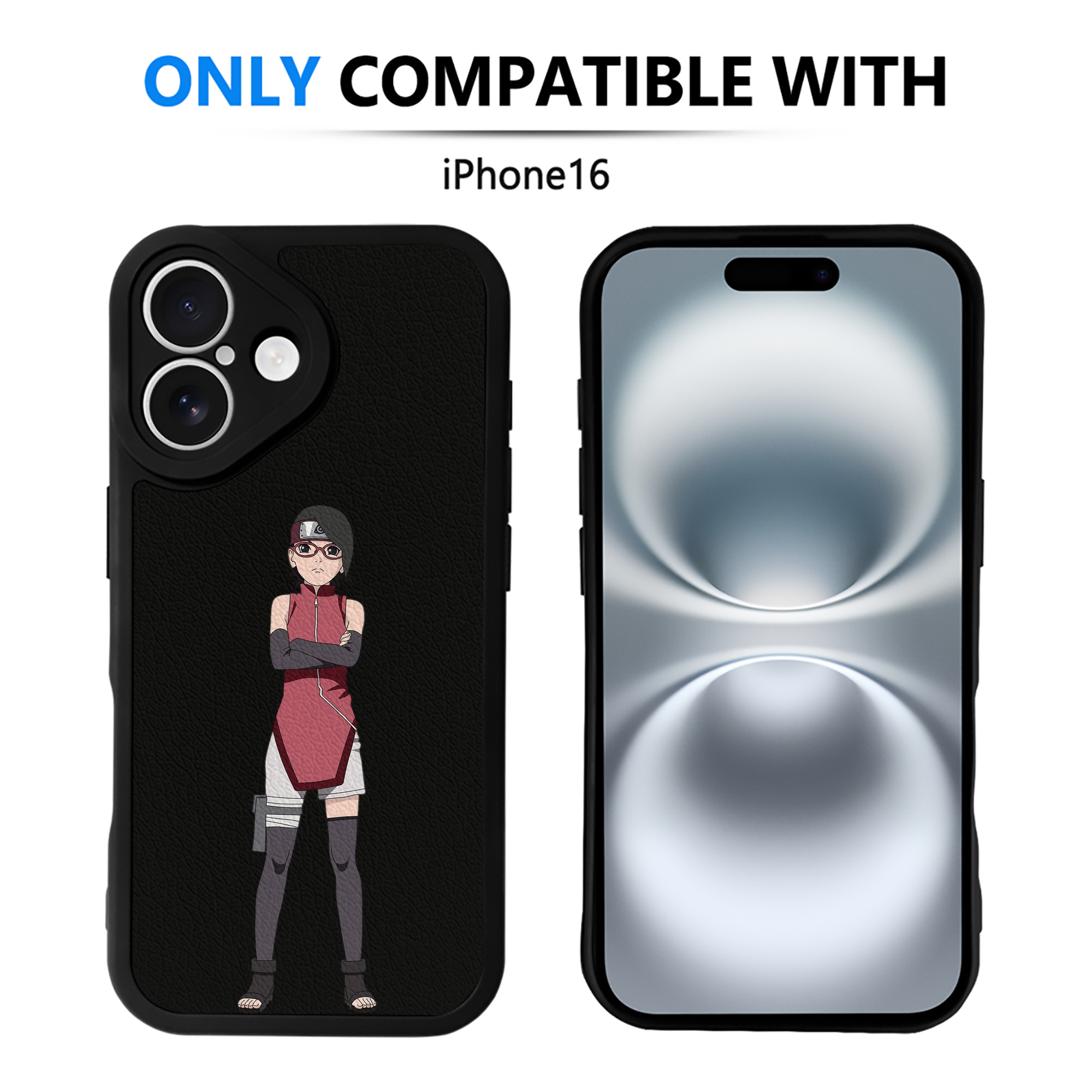 （画像用） NARUTO -ナルト- うちは サラダ Uchiha Sarada 【iPhone 16シリーズ対応】シリコンスマホケース（レザー調） 材質：シリコン